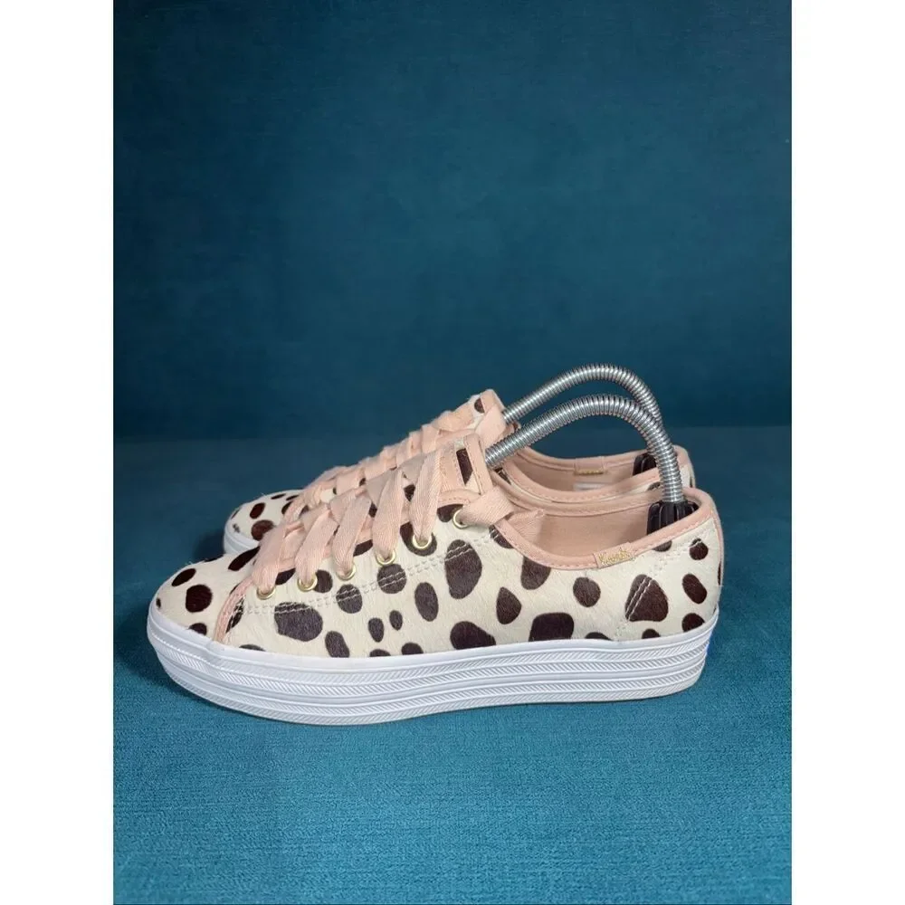 Keds x Kate Spade Triple Kick Cow Print Haircalf Platform Sneakers Women’s Size